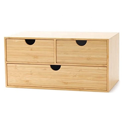 Customized Tabletop Bamboo Storage Box With 3 Drawers