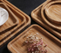Renewable Bamboo Rectangular Tray , Natural Wooden Food Plate Raised Edge Design